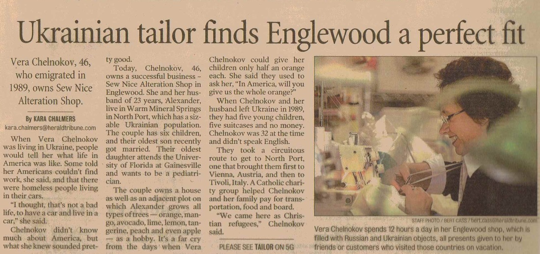 Sew Nice feature in the Herald Tribune covering Vera's Thriving business